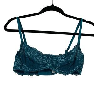 Intimint Teal Green Lace Demi Underwire Push Up Bra 34B Girly Romantic Lingerie